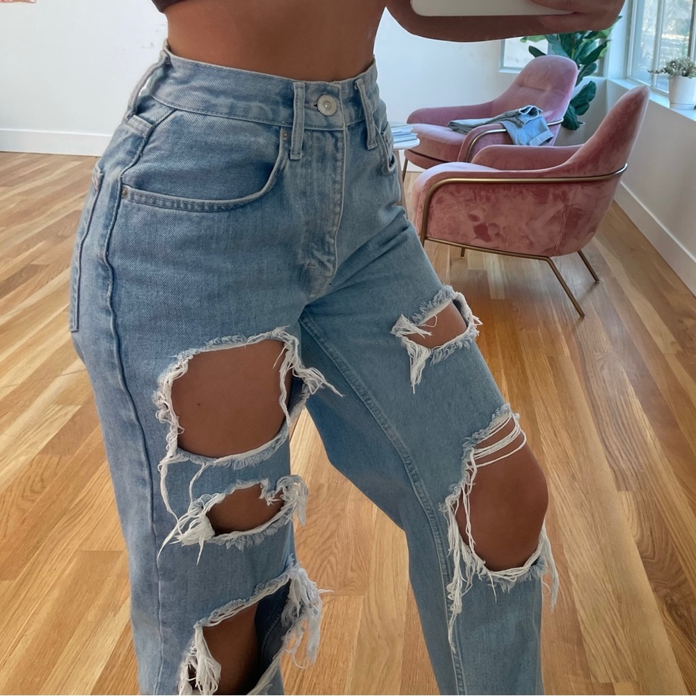 High Rise Baggy Ripped Jeans